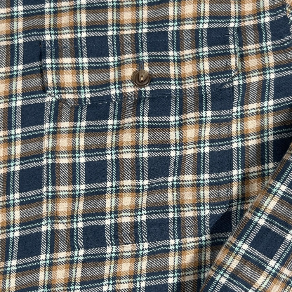 Patagonia Fjord Flannel Shirt Mens L Plaid Brown Blue Long Sleeve Organic 42410 - Picture 8 of 16